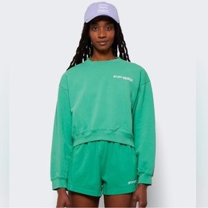 Sporty and Rich Green Cropped Crewneck Sweatshirt